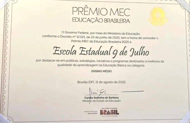 No ano em que celebra 80 anos, a Escola 9 de Julho conquista prêmio nacional de educação