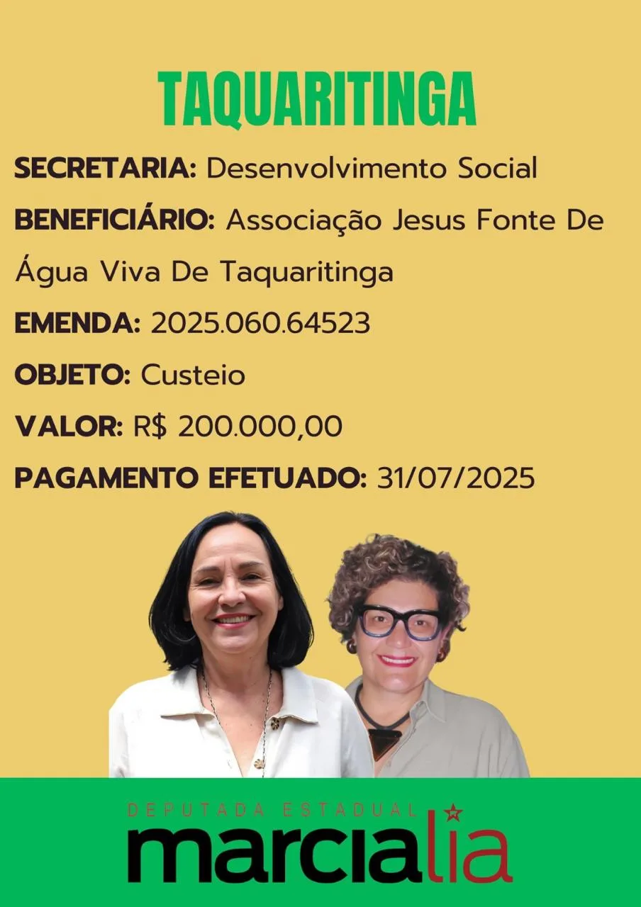 
  Deputada estadual Márcia Lia destina R$ 200 mil para “Jesus Fonte de Água Viva”