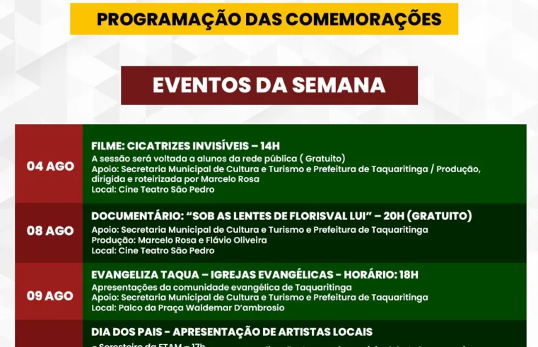 ANIVERSÁRIO DA CIDADE – PROGRAMAÇÃO