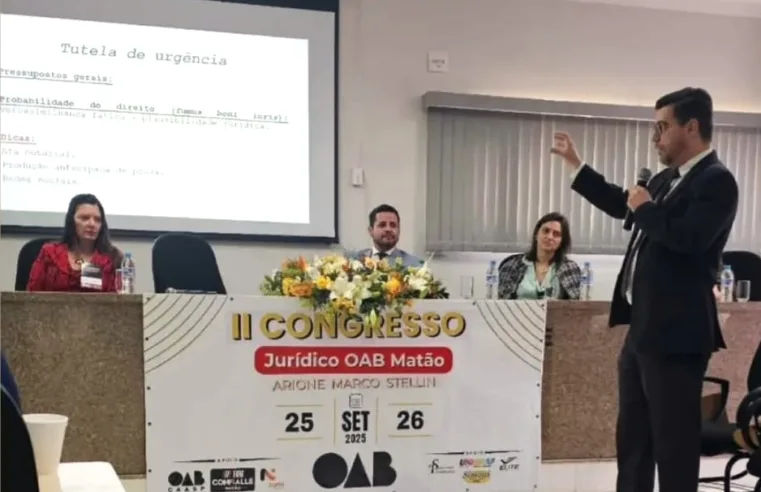 Advogado taquaritinguense Gustavo Schneider Nunes palestra em congresso jurídico da OAB Matão