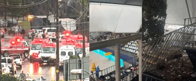 Tragédia em Ribeirão Preto: cobertura de arquibancada desaba e deixa pelo menos10 feridos em torneio internacional
