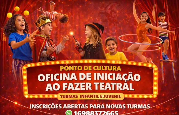 Inscrições abertas para Oficina de Iniciação ao Fazer Teatral