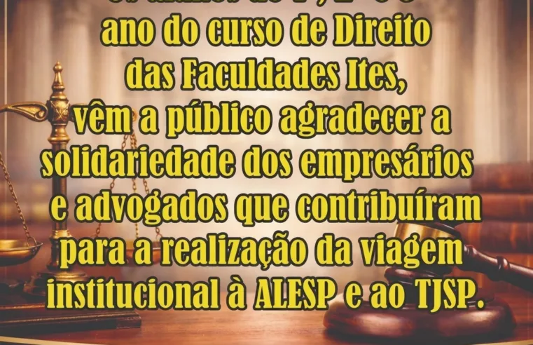 Apoio que faz a diferença: alunos de Direito do ITES expressam gratidão aos colaboradores