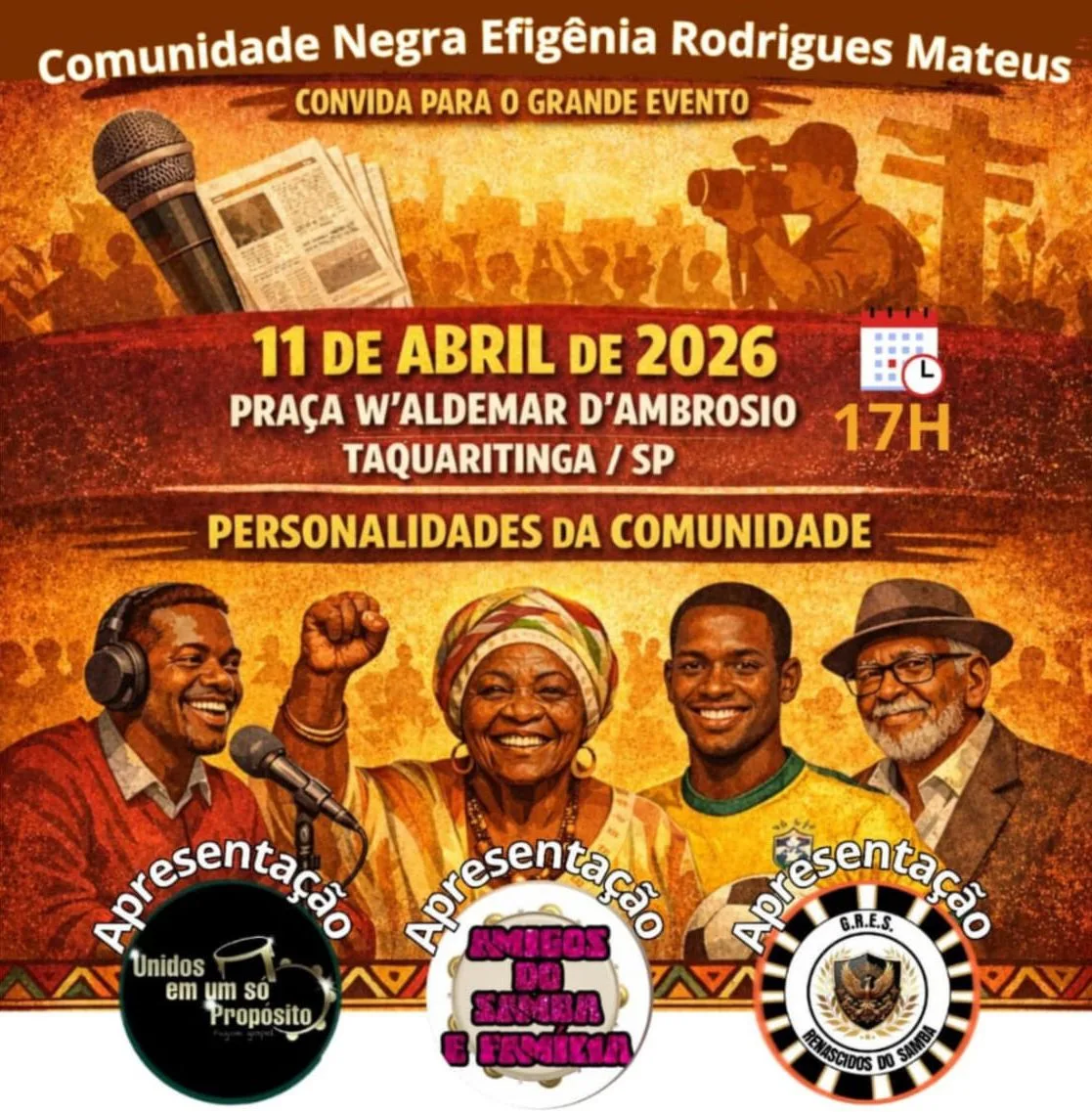 
  Jornalistas e radialistas serão homenageados em evento cultural promovido pela Comunidade Negra
