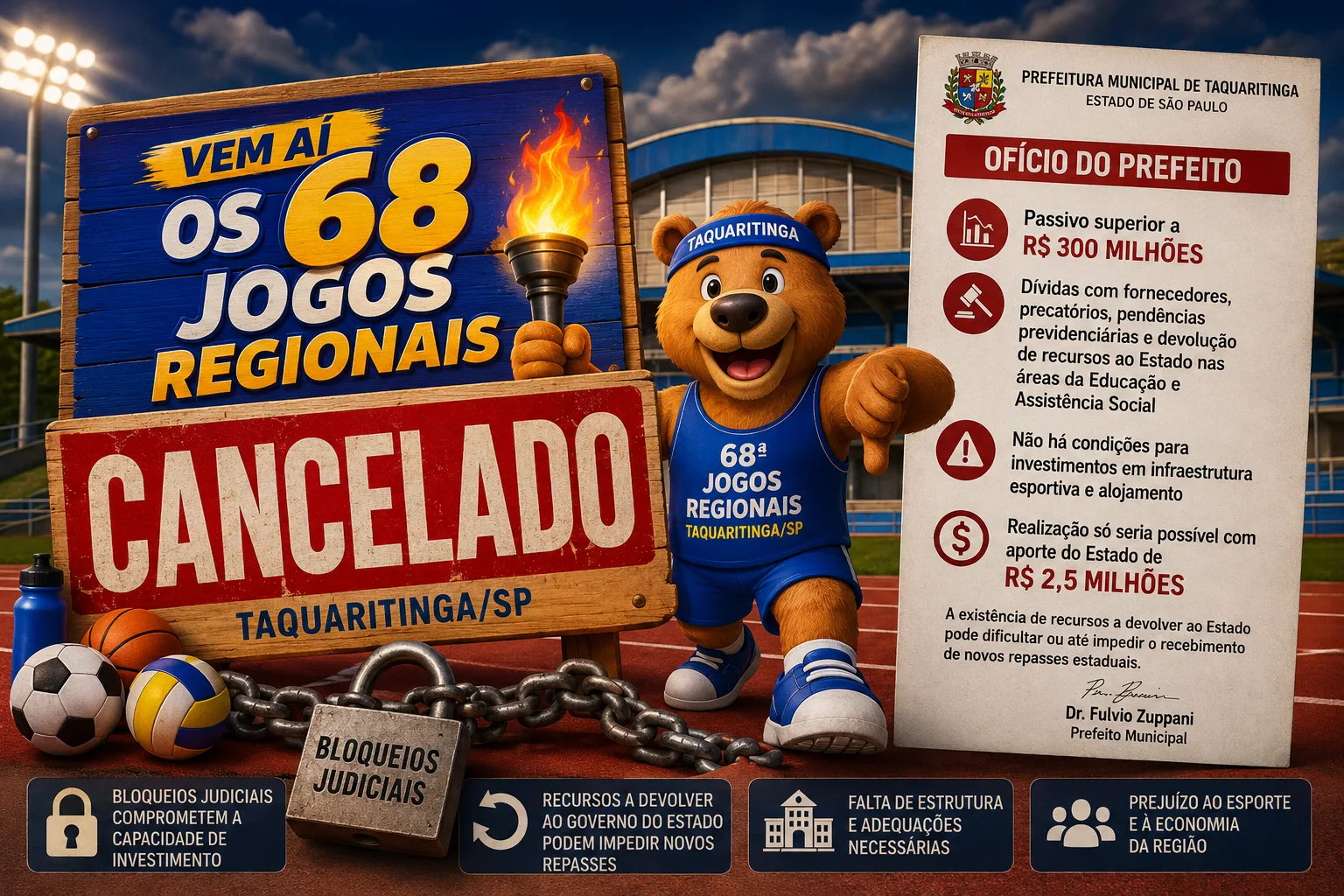 
  Jogos Regionais são cancelados por crise financeira
