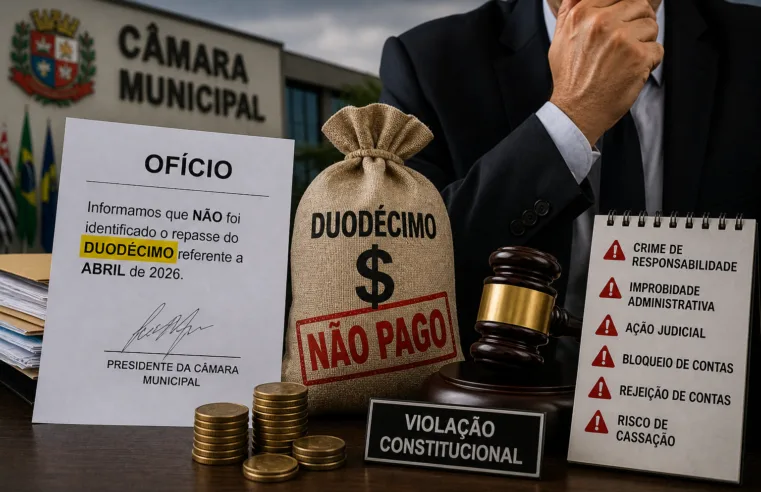 Prefeitura dá “calote” na Câmara e abre risco de cassação do prefeito