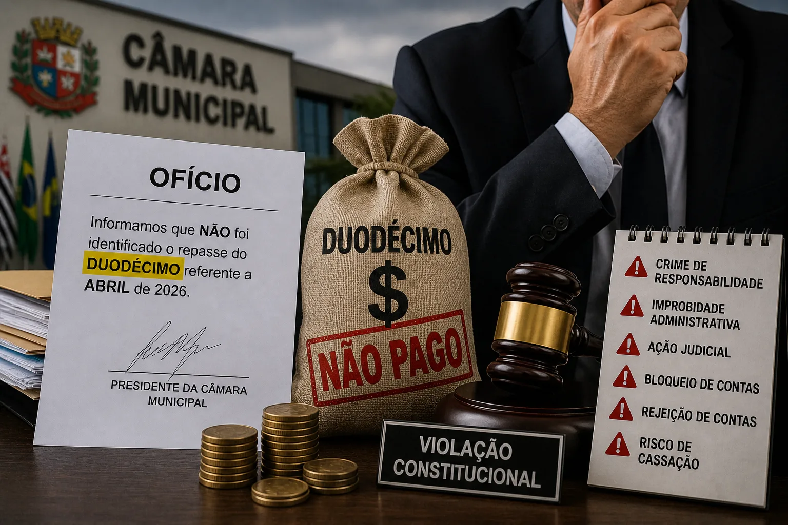 
  Prefeitura dá “calote” na Câmara e abre risco de cassação do prefeito