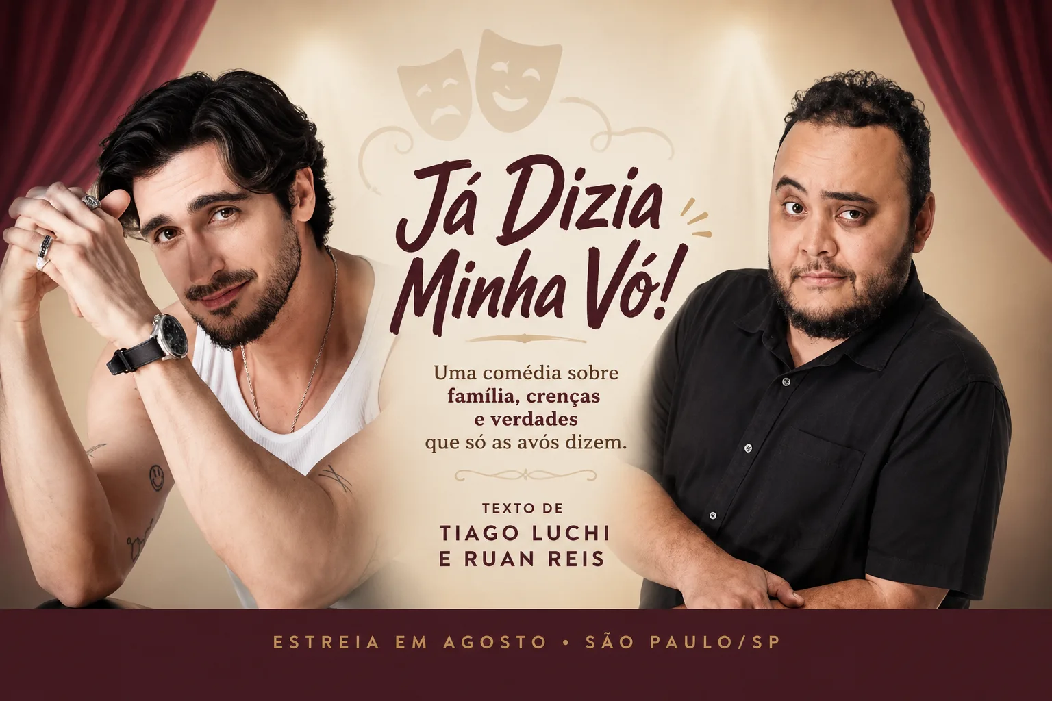 
  Taquaritinguenses Tiago Luchi e Ruan Reis assinam texto de peça que estreia nos palcos de São Paulo