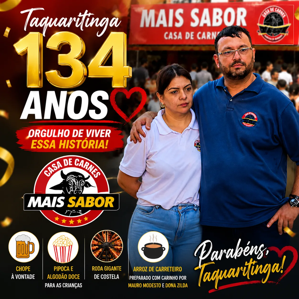 
  Casa de Carnes Mais Sabor faz grande festa pelos 134 anos de Taquaritinga