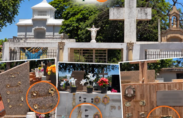 Cemitério sem segurança: furtos de placas de bronze se multiplicam